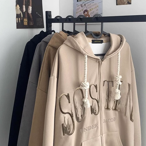 Осенний кардиган, толстовка с капюшоном, европейский стиль, в американском стиле