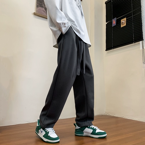 Дизайнерские штаны, изысканный стиль, оверсайз, тренд сезона, на шнурках, свободный прямой крой