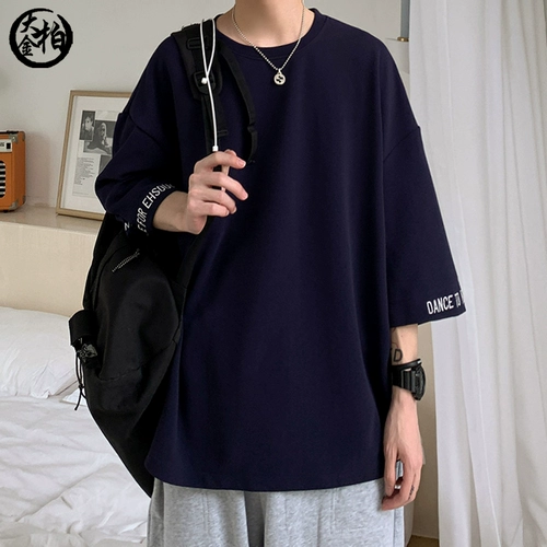 Брендовая футболка, круглый воротник, оверсайз, большой размер, осенняя, короткий рукав