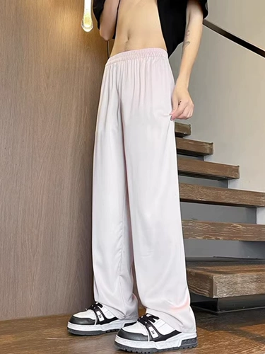 Шелковые летние синие штаны, очень большие повседневные брюки, в американском стиле, защита от солнца, большой размер