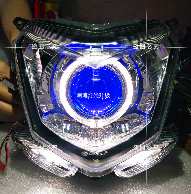Suitable for Shangling locomotive electric car headlight assembly modified sea 5 dual lens xenon lamp angel eye