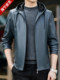 春秋新款海宁高端真皮皮衣男连帽休闲外套中青年男装绵羊皮夹克潮