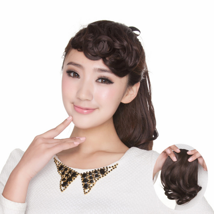 Fashion roll Liuhai wig film invisible female head curtain Curly hair wig Liuhai Liuhai oblique Liuhai film Fake Liuhai without trace