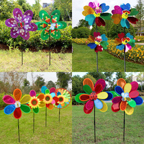 Promotion des jouets de jardin denfants de jardin denfants vente de jouets Rotation en plein air Cartoon Décoratif Double Calque Sun Flowers Vent traditionnel Big Windmill