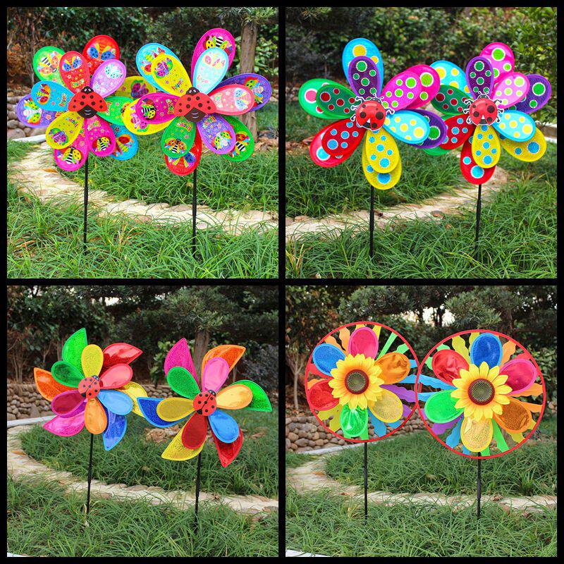 Windmill Ground Stall Toy Kindergarten Children's Gifts Outdoor Activities Card Seven Colorful Plastic Bright Pieces Big Windmill Hot Sell