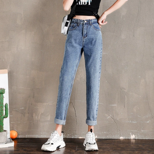 Осенние прямые свободные джинсы, штаны, коллекция 2023, высокая талия, свободный крой