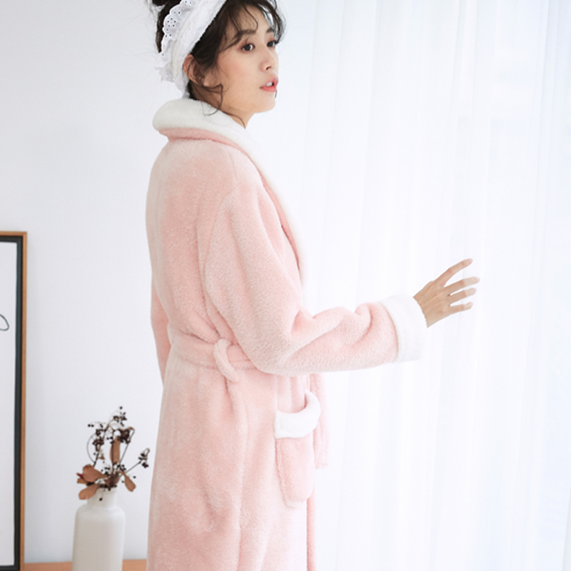 Nightgown women's winter cute long version of coral velvet autumn explosion style night dress thickened autumn and winter bathrobe large size sexy new pajamas