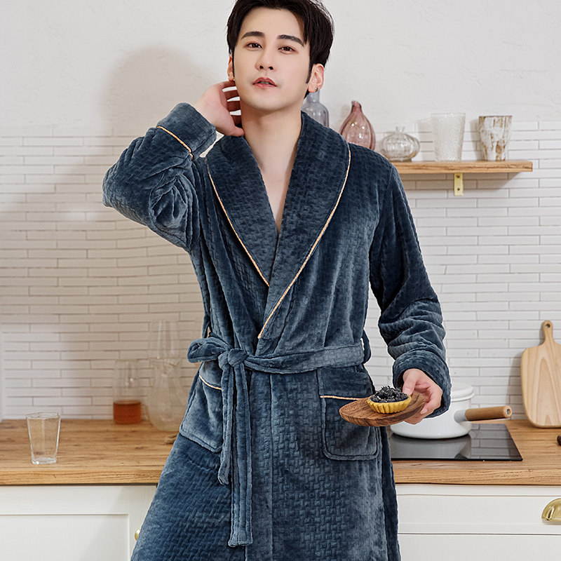 Sleeping Robe Woman Autumn Winter Long Version Coral Suede Winter Thickening Sexy Couple Winter Cute Sleeping Dress Sleepwear Men's New Bathrobe