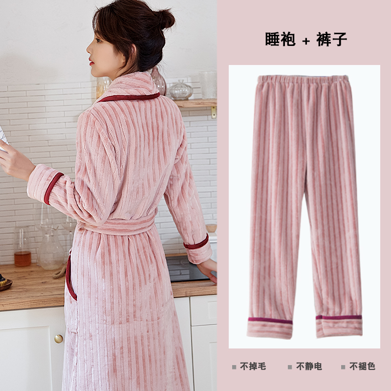 Sleeping Burqa Woman Autumn Winter Warm Coral Suede Lovers Sleeping Clothes Spring Autumn Sleeping Skirt Long Version Male Flannel Lady Winter Bathrobe