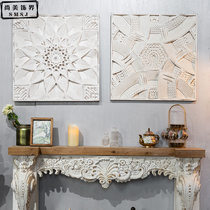 Retro French Carved Entrance Wall Hanging Accessories Living Room Sofa Background Wall Decoration American B&B Wooden Wall Decoration