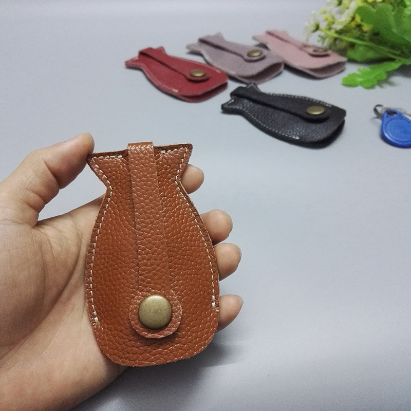 Túi chìa khóa da công suất lớn nam và nữ kéo sáng tạo túi chìa khóa xe da túi đa năng dây rút túi - Trường hợp chính móc khóa ví tiền
