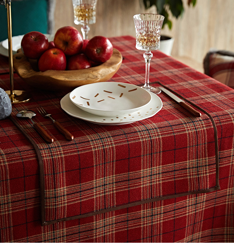 Crayon pie đỏ Giáng sinh mạng lưới khăn ăn ins gió Châu Âu Mỹ miệng vải Tây bảng mat đặt placemat chống trượt - Khăn trải bàn vải trải bàn