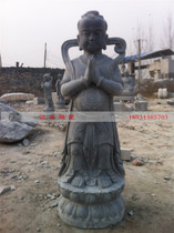 Blue stone Good Boy statue custom marble Guanyin Bodhisattva Buddha statue processing stone carving figure sculpture