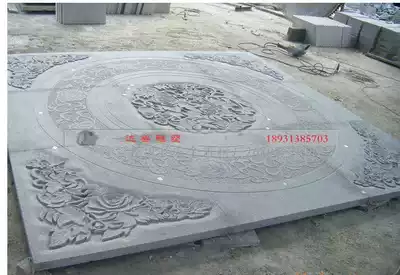 Qingshi rich peony relief custom courtyard welcome wall marble relief factory processing flower stone carving products