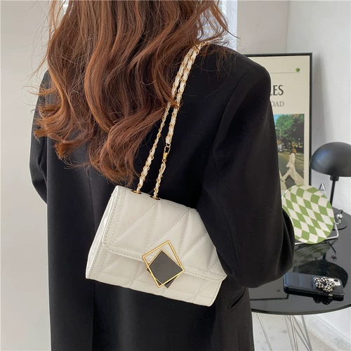 Сумка через плечо, небольшая цепь, летняя небольшая сумка, универсальная сумка на одно плечо с ромбовидным узором, премиум класс