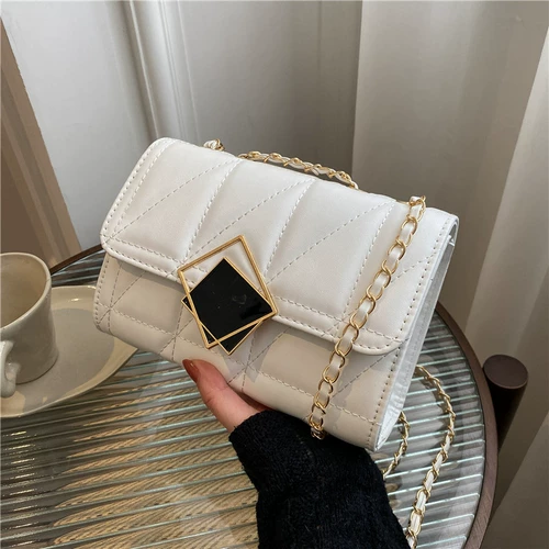 Сумка через плечо, небольшая цепь, летняя небольшая сумка, универсальная сумка на одно плечо с ромбовидным узором, премиум класс