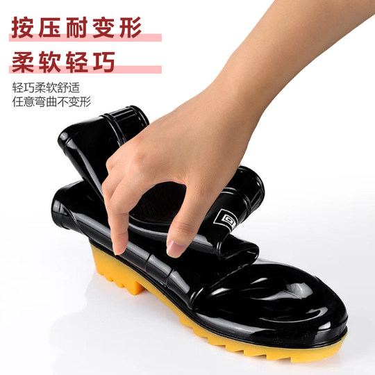 Bottes de pluie rétractables pour hommes, bottes d'eau montantes mi-mollet, chaussures d'extérieur en caoutchouc, bottes de pluie antidérapantes, chaussures imperméables épaisses en velours pour hommes