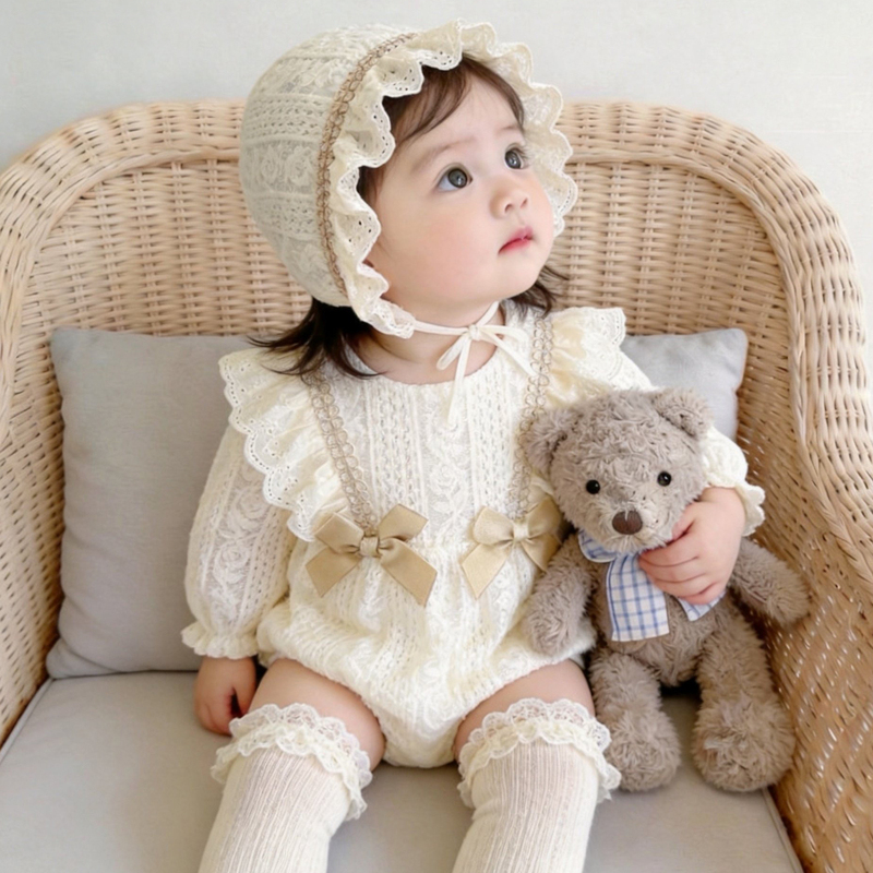 French-Style Retro Baby Romper Lace Princess Jumpsuit Full Moon Hundred-Day Photo Shoot Dress One-Year-Old One-Piece Outfit