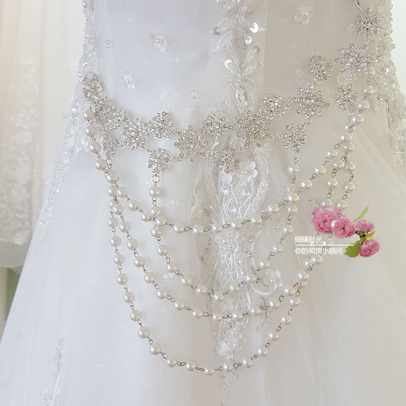 Bridal wedding accessories Shoulder chain necklace Lace Wedding jewelry Large crystal waist diamond jewelry Decorative shoulder jewelry for women