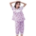 Bộ đồ ngủ mềm ya nữ mùa hè cotton ngắn tay năm quần ngọt ngào phiên bản Hàn Quốc dễ thương của bộ đồ cotton nhà dâu - Bộ Pajama Bộ Pajama