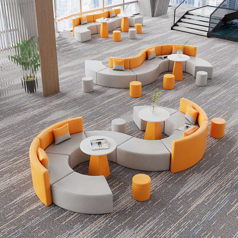 Creative Office Lounge Relaxation Sofa Minimalist Lobby guests Reception arched Profiled Round Tea Table Combo-Taobao