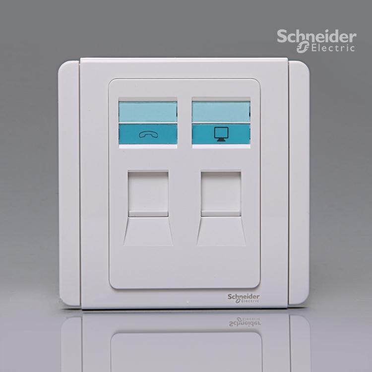 Schneider switch socket E3000 series phone computer Internet information socket white white
