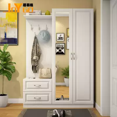 JOYGO foyer shoe cabinet simple European-style porch home hanging wardrobe full body mirror cabinet living room locker shoe stool