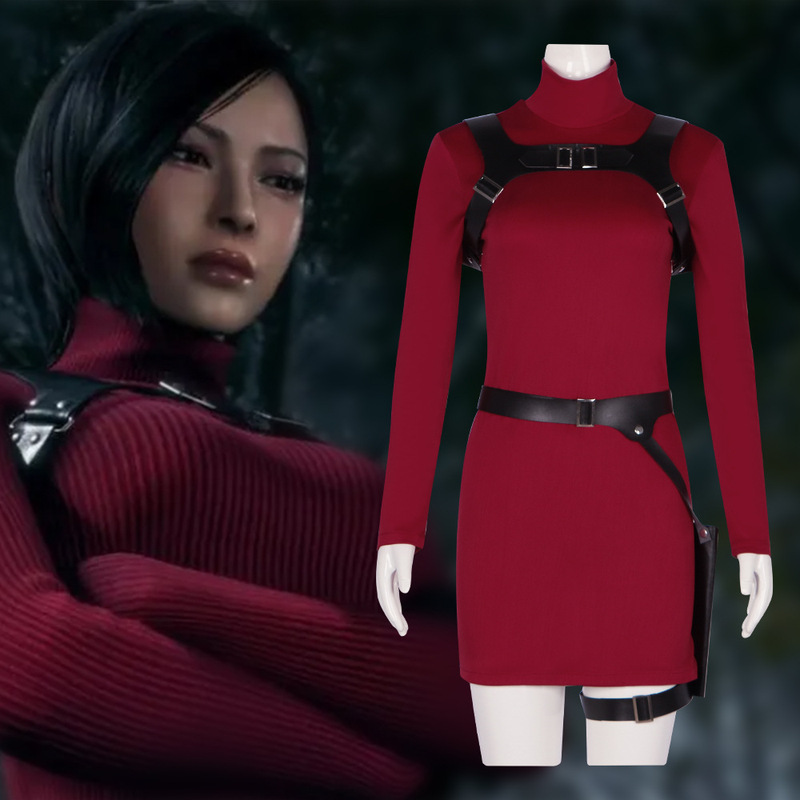Resident Evil Ada Wong Cosplay Costume Red Remake Version Ada Wong Same Style Peripheral Clothing Halloween