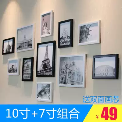 Daily special photo wall 7-10 inch combination photo frame wall simple background wall living room black and white photo wall