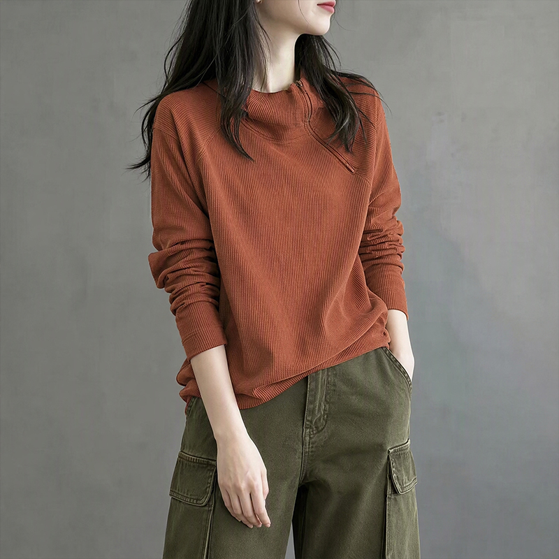 Orange Stand-Up Collar Hooded Sweatshirt for Women 2026 Autumn New Fashion Age-Reducing Loose Casual Long-Sleeved Hoodie Top Orange Stand-Up Collar Hooded Sweatshirt for Women 2026 Autumn New Fashion Age-Reducing Loose Casual Long-Sleeved Hoodie Top