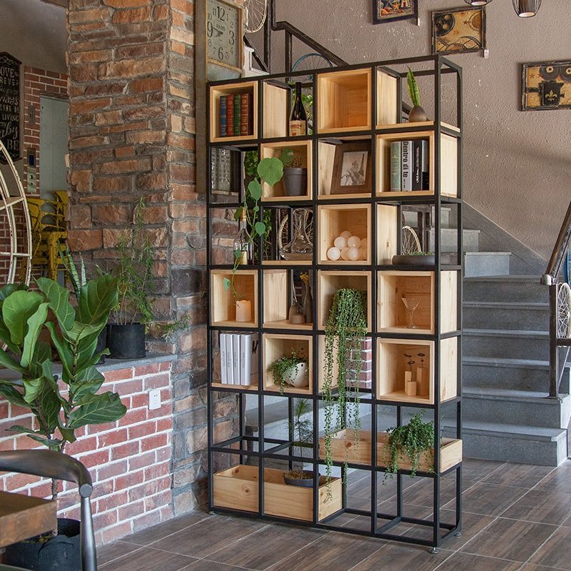 Iron partition shelf office screen floatframe dining room decorated maskroom Industrial wind network red book frame
