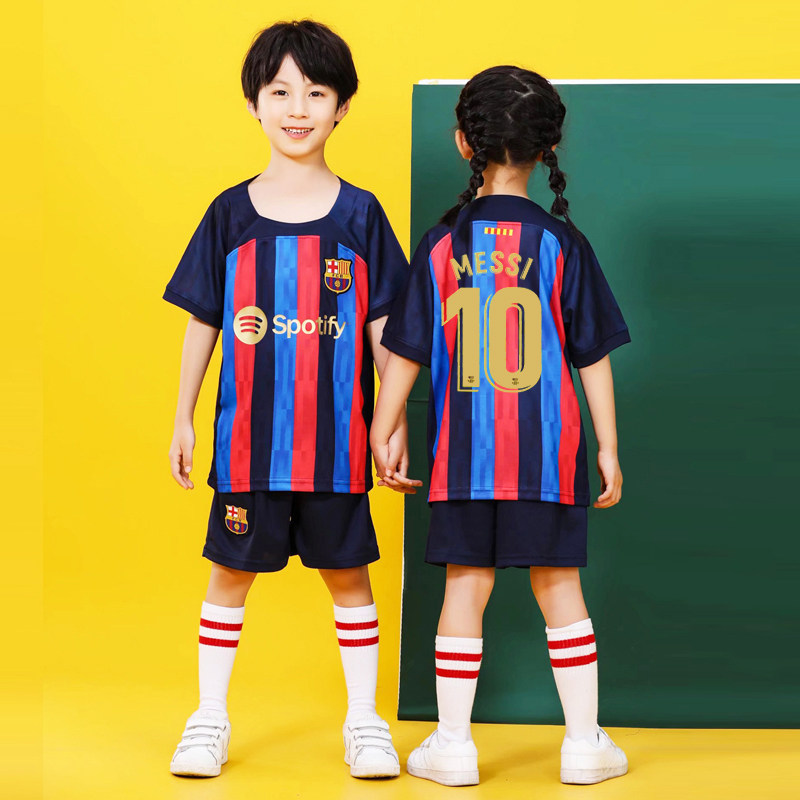 Barcelona Messi No. 10 home and away game training uniforms children's male team uniforms elementary and middle school students Tottenham football uniform suit