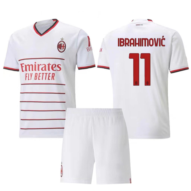 22AC Milan jersey custom No. 22 Kaka football jersey suit men's short-sleeved ball pants children's No. 21 Ibrahimovic