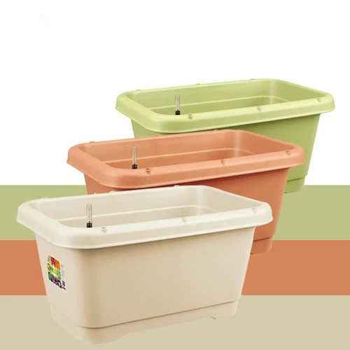 印山 Ящик для посадки на балконах, цветочный горшок, пластиковая смоля Прямоугольная овощная коробка цветочная коробка Автоматическая водопоглощение бассейн посадка горшка