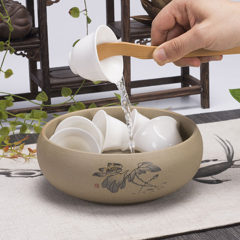 ronkin coarse pottery large number tea washing pen washing tea path accessories Ceramic Water Spittoon Flower Pot creative minimalist cup washing the ashtray