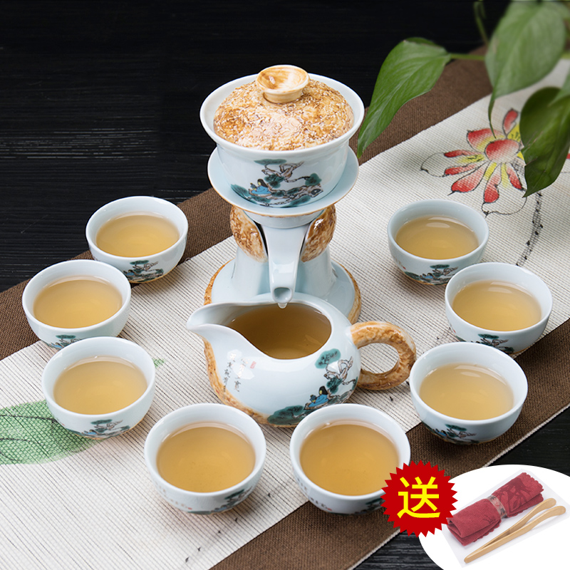 Ronkin household creative semi - automatic kung fu tea set suits for all lazy people make tea ware ceramic teapot teacup