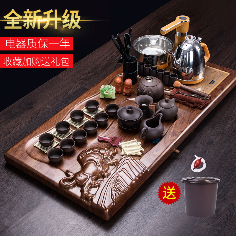 Ronkin kung fu tea sets solid wood tea tray was home contracted ceramic cups electric magnetic furnace tea tea taking