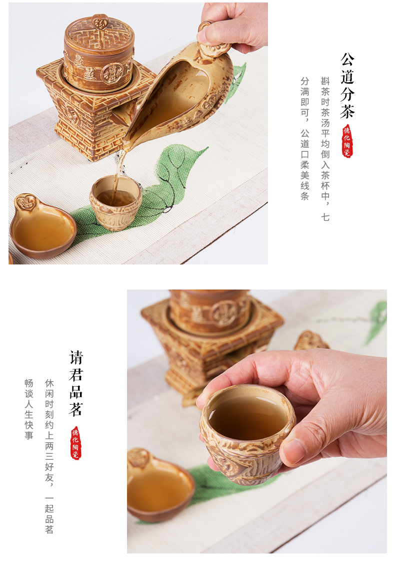 Automatic ronkin coarse pottery tea cups contracted kung fu tea set household of Chinese style restoring ancient ways lazy people make tea