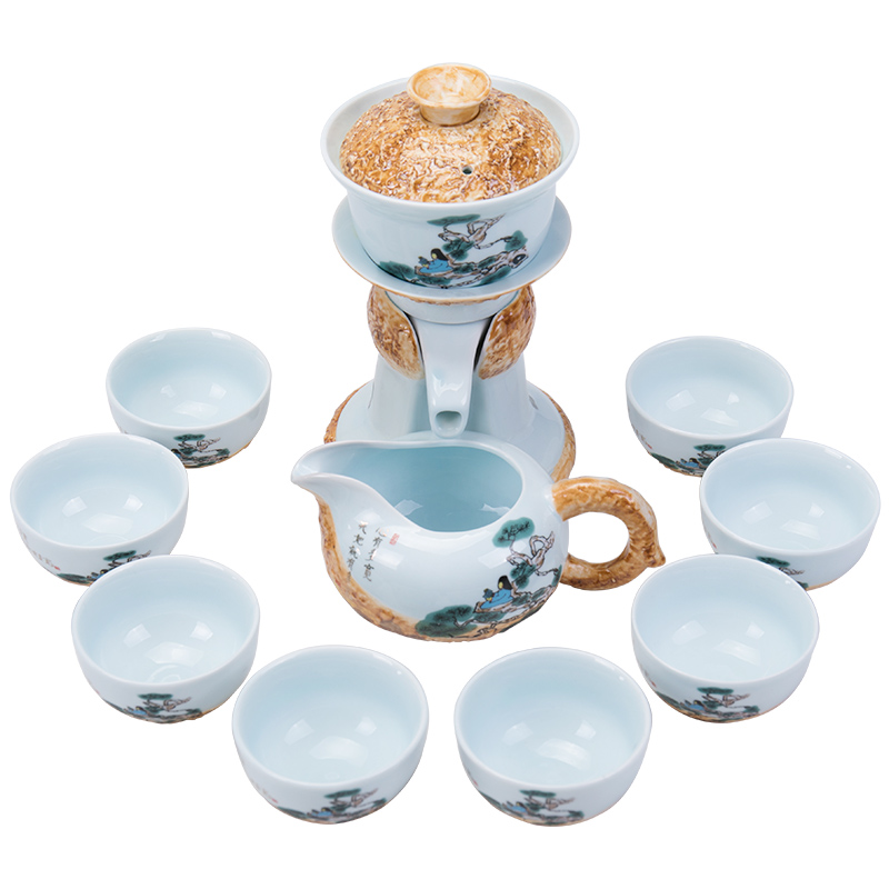 Ronkin household creative semi - automatic kung fu tea set suits for all lazy people make tea ware ceramic teapot teacup