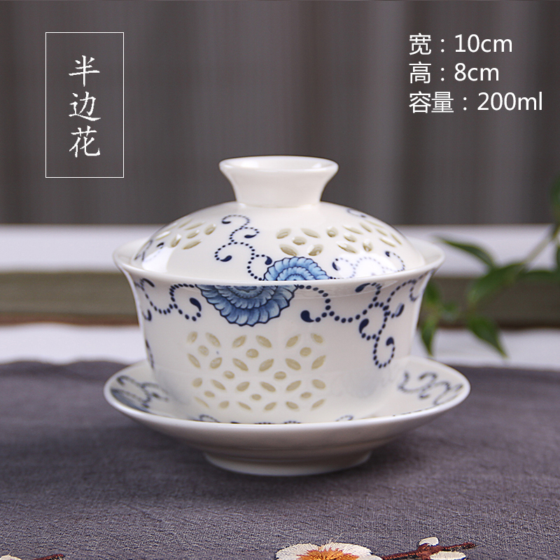 ronkin gongfu tea three-only cover bowl single spare parts ceramic bubble teapot large number home to tea bowl suit