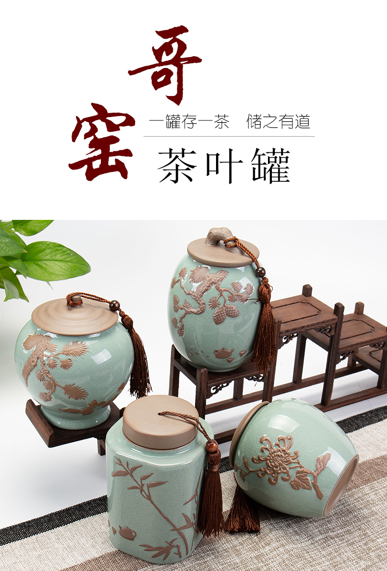 Ronkin household ceramic POTS large red green tea caddy fixings elder brother up storage box seal as cans