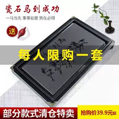 Small tea tray Household water storage drawer Kung Fu tea set Solid wood tray Stone tea tray set Tea sea tea table Simple