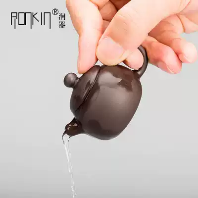ronkin Pocket Yixing Fingertip Teapot inverted mini purple sand teapot Creative small tea tray decoration Tea pet