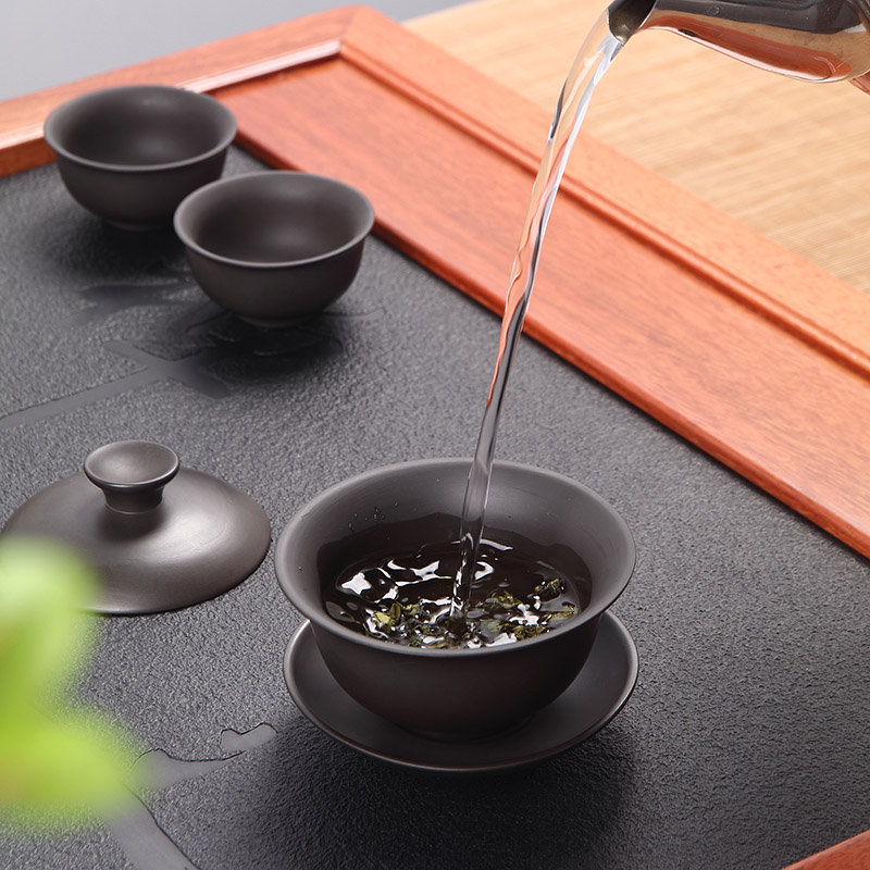 Ronkin manual ceramic household violet arenaceous kung fu tea tea bowl parts size three tureen