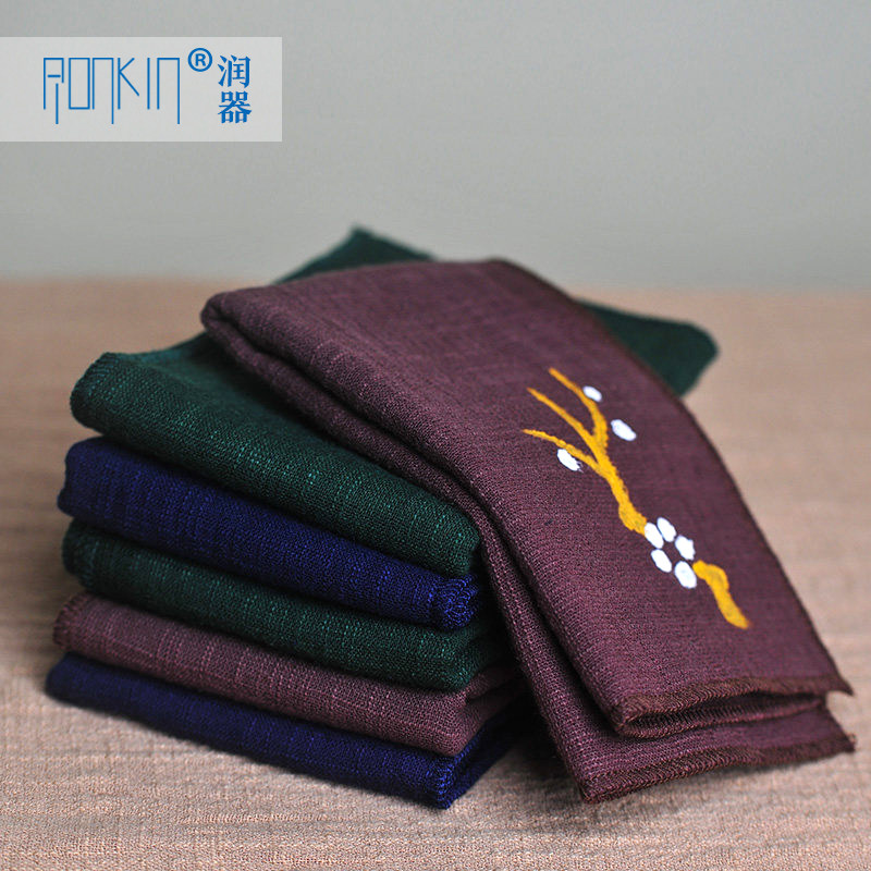 ronkin Cotton and linen absorbent tea towel Kung Fu tea set Tea ceremony accessories Large rag household simple square towel