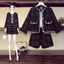  Plus size womens clothing 2021 autumn and winter new fashion skinny sister socialite Xiaoxiang age-reducing two-piece suit Western style