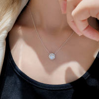 The one solitaire diamond necklace for women sterling silver artificial diamond 1.5 carat pendant zircon clavicle chain daily versatile