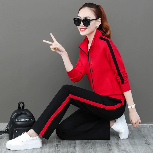 Модный спортивный костюм, комплект, штаны, осенний, в западном стиле