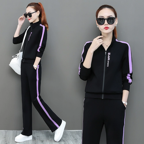 Модный спортивный костюм, комплект, штаны, осенний, в западном стиле