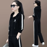 Спортивный костюм, комплект, осенняя дорожная толстовка с капюшоном для отдыха, осенний, в корейском стиле, для бега